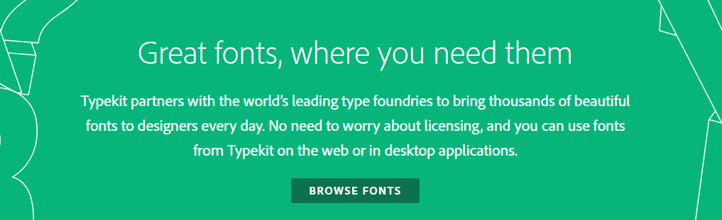 The Adobe Typekit homepage.