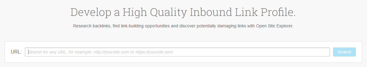 The Open Site Explorer homepage.
