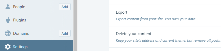 The WordPress.com Export option.