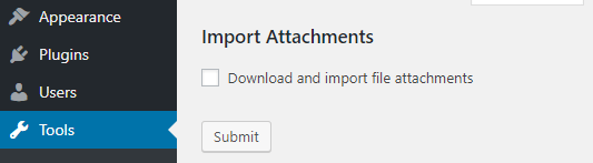 Importing your WordPress attachments.