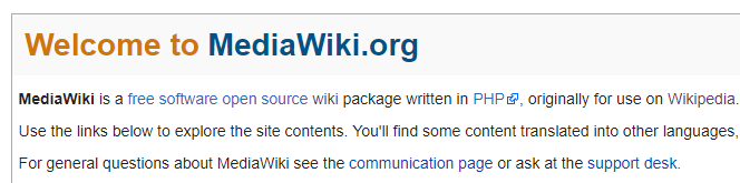 The MediaWiki homepage.