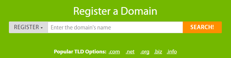 A domain registration screen.