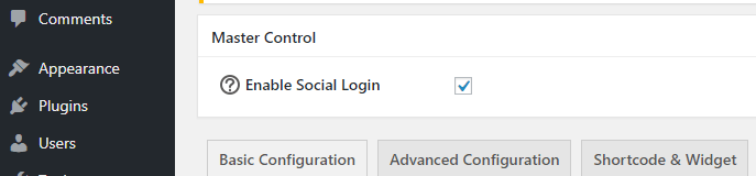 Enabling the social login feature.