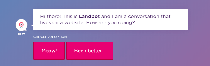 The Landbot homepage.
