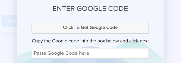 Getting your Google authentication code.