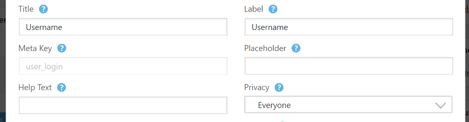 Some of the options you can edit for the username field.