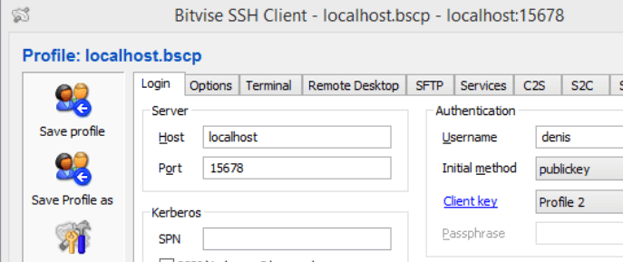 The Bitvise SSH client.