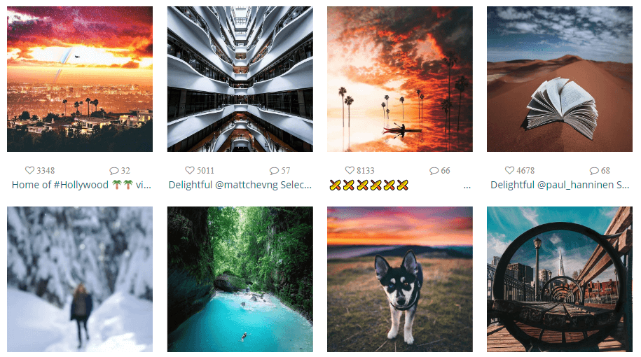 An example of an Instagram feed.