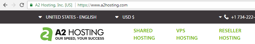 The A2 Hosting domain name.