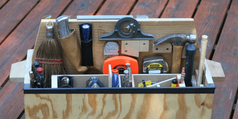 A toolbox full of tools.