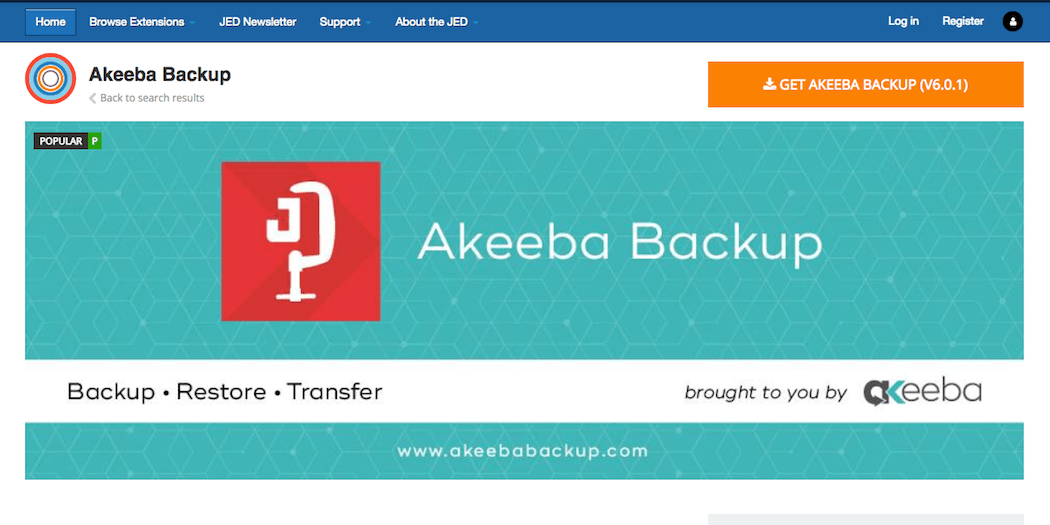 The Akeeba Backup extension.
