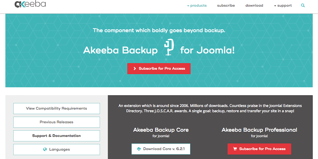 The Joomla Akeeba Backup extension.