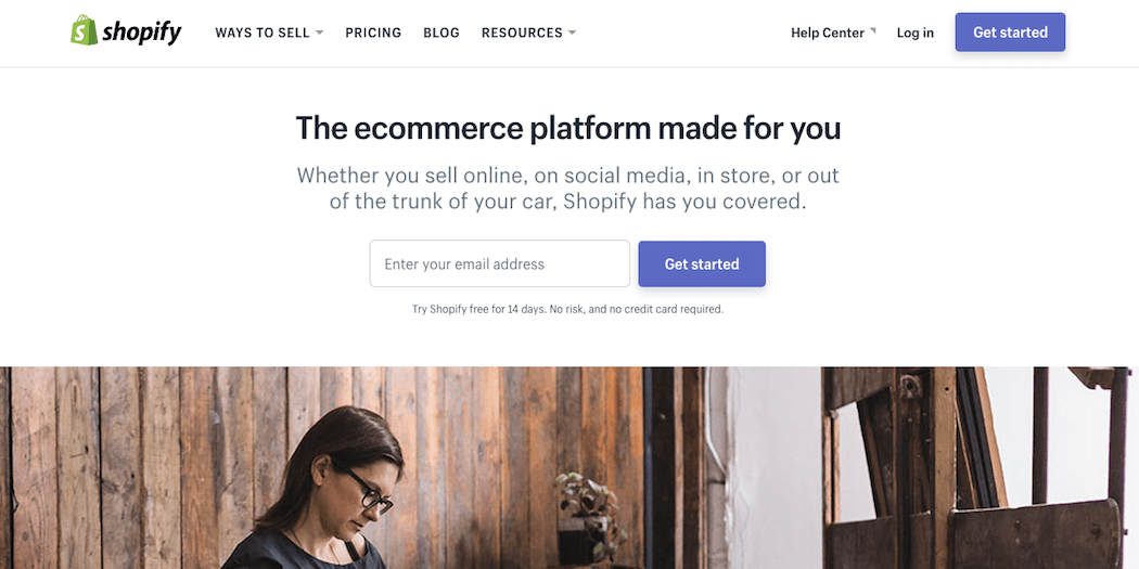 The Shopify website.