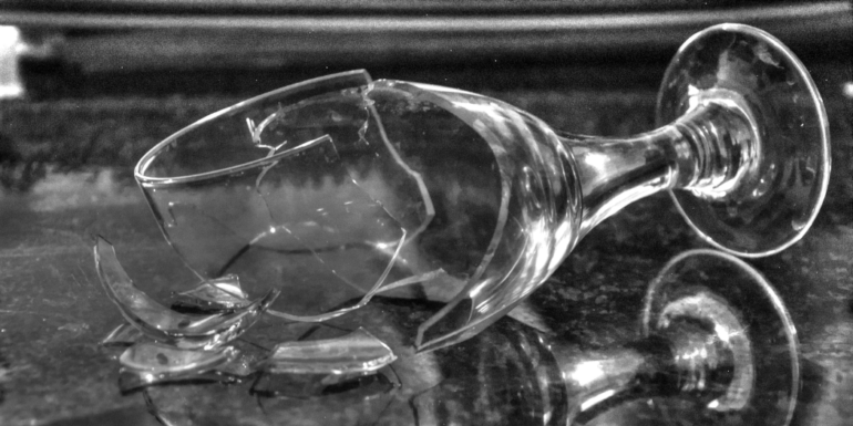 A broken glass.