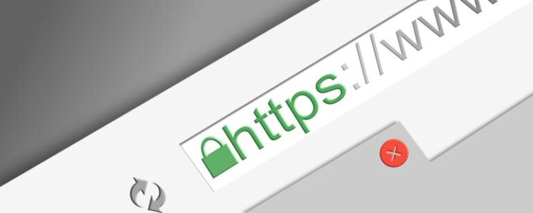 A web address bar showing 'https.'