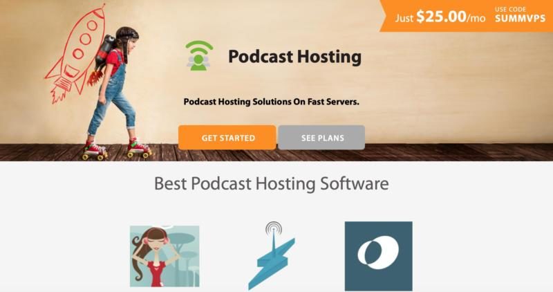 The A2 Hosting podcast hosting page. 
