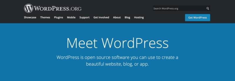 The WordPress.org home page. 