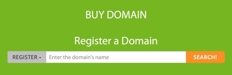 The A2 Hosting domain registration page.