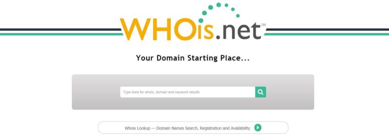 The Whois.net home page.