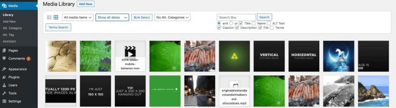 A WordPress image files organized with Media Library Assisstant.
