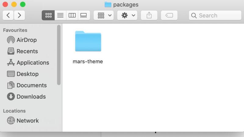 A macOS Finder window, displaying the Mars theme package.