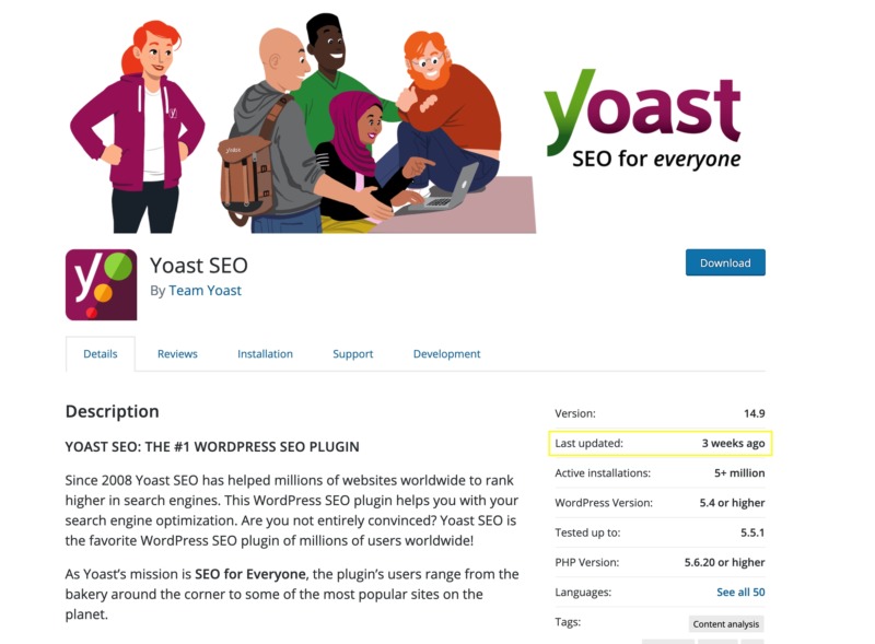 The Yoast SEO plugin, in the official WordPress repository.