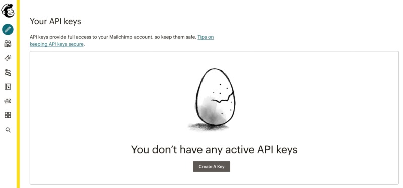 داشبورد API Mailchimp.