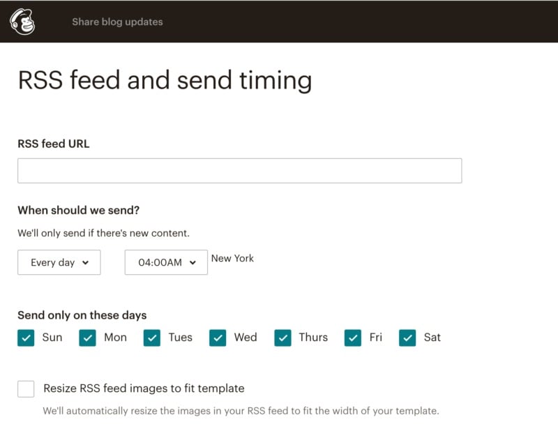 Mailchimp's RSS schedule. 