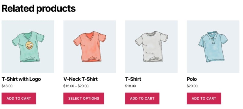 Related products, in a WordPress e-commerce store.