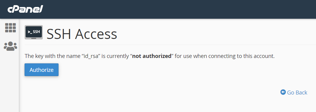A screenshot of how to authorize SSH key