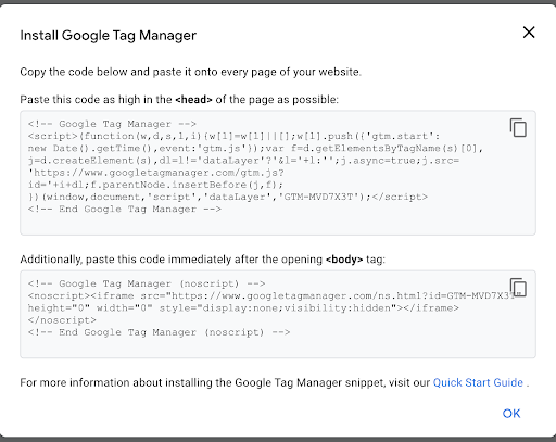 Installing google tag manager