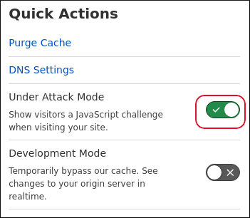 Cloudflare - Under Attack Mode enabled