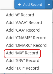 cPanel - Domains - Manage - Add MX Record
