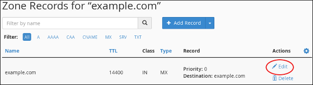 Kaip naudoti DNS zonos rengyklę „cPanel“ kb cpanel domains zone editor edit record