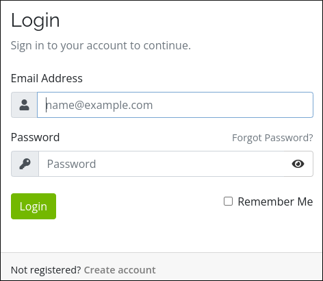 Customer Portal - Account login page