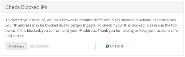 Customer Portal - Check Blocked IPs section