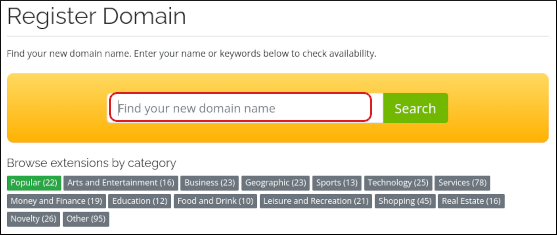 Customer Portal - Domains - Find your new domain name