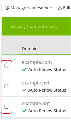 Customer Portal - Domains - Multiple select