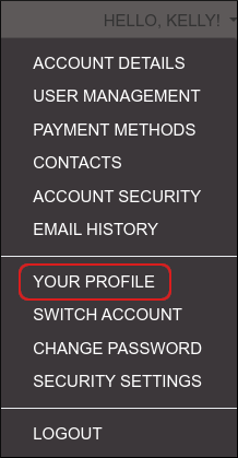 Customer Portal - Hello menu - Your Profile