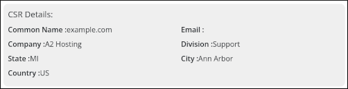 Customer Portal - SSL Certificate - CSR Details