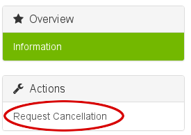 Customer Portal - Actions - Request Cancellation