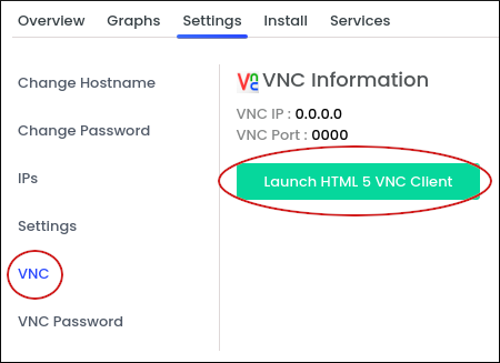 Customer Portal - VPS - Launch VNC client