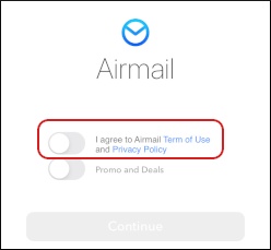 Airmail - Add Account - Agree to terms