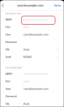 Airmail - Add Account - IMAP server