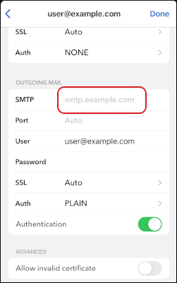 Airmail - Add Account - SMTP server
