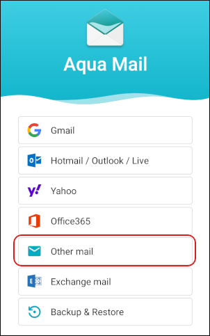 Aqua Mail - Select account type