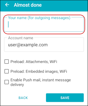 Aqua Mail - Your name
