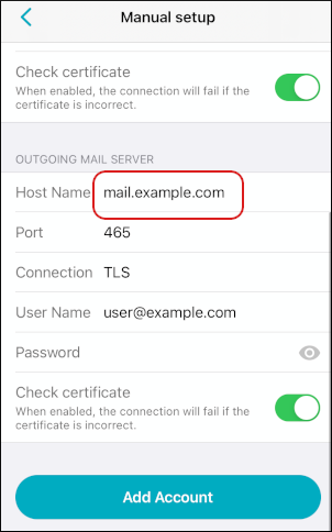 Aqua Mail - iOS - SMTP config