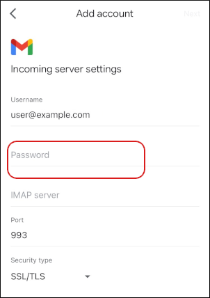 Gmail - Incoming server settings