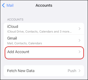 iOS - Mail - Add Account